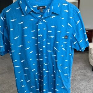 Maui and Sons Blue Shark Print Casual Shirt